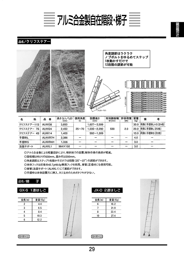 アルミ合金製自在階段・梯子